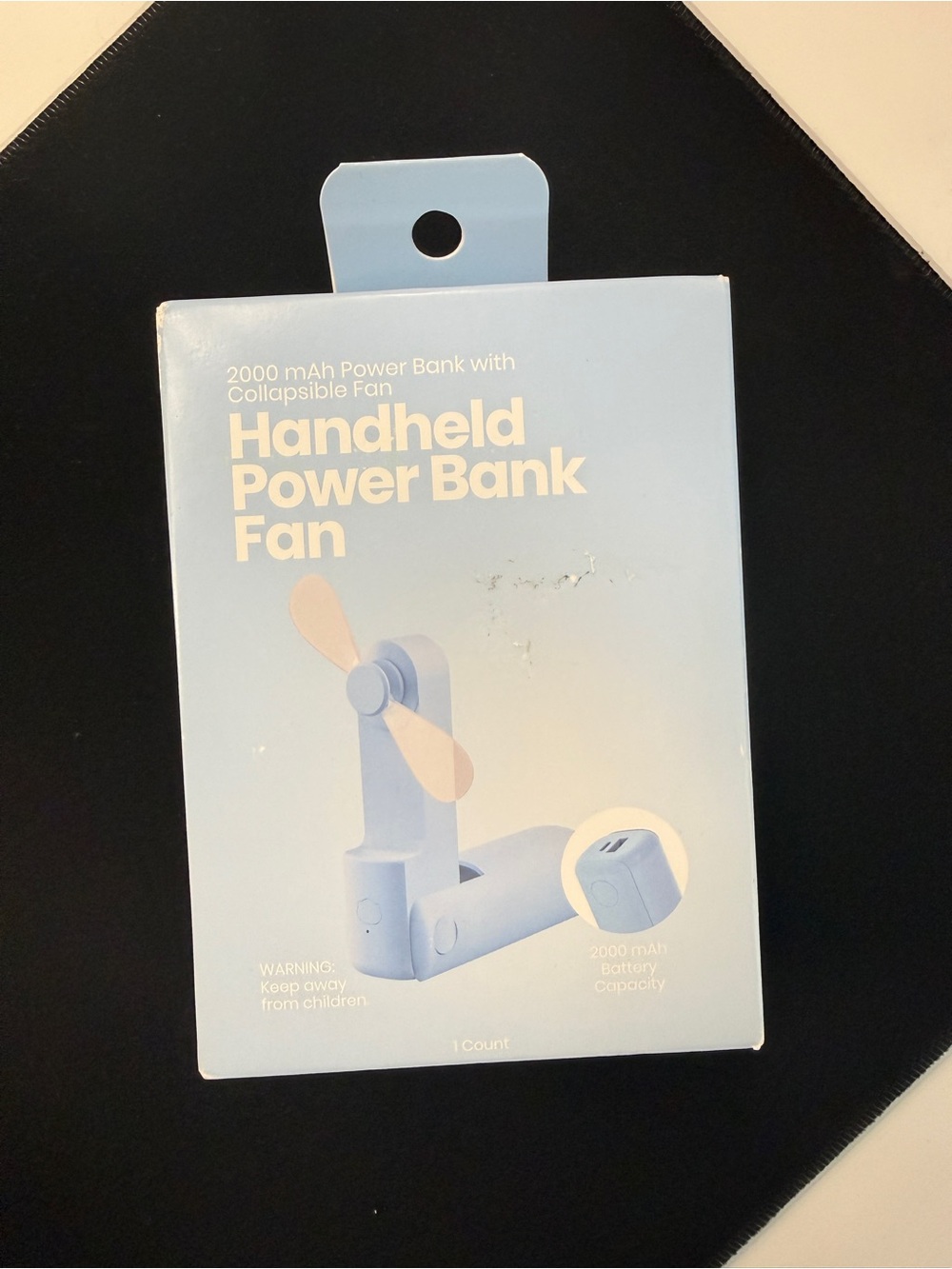 GEMS Handheld Power Bank Fan 2000 mAh Collapsible USB-C Rechargeable Phone Fan